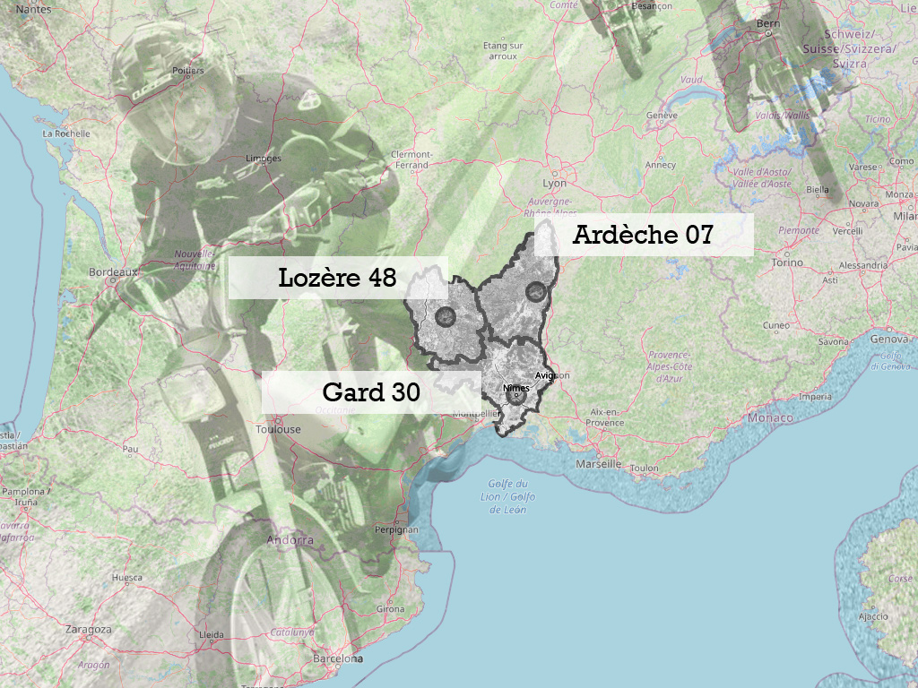 Balades en mobylette dans les régions Auvergne-Rhône-Alpes et Occitanie, l'Ardèche, le Gard et la Lozère